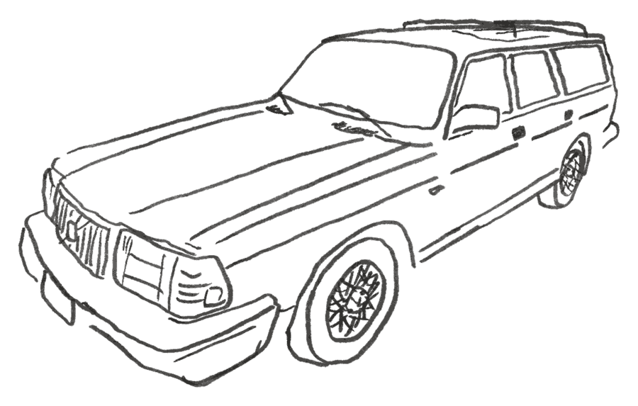 Wilma, drawn by hand: a 240 wagon with lacy wheels